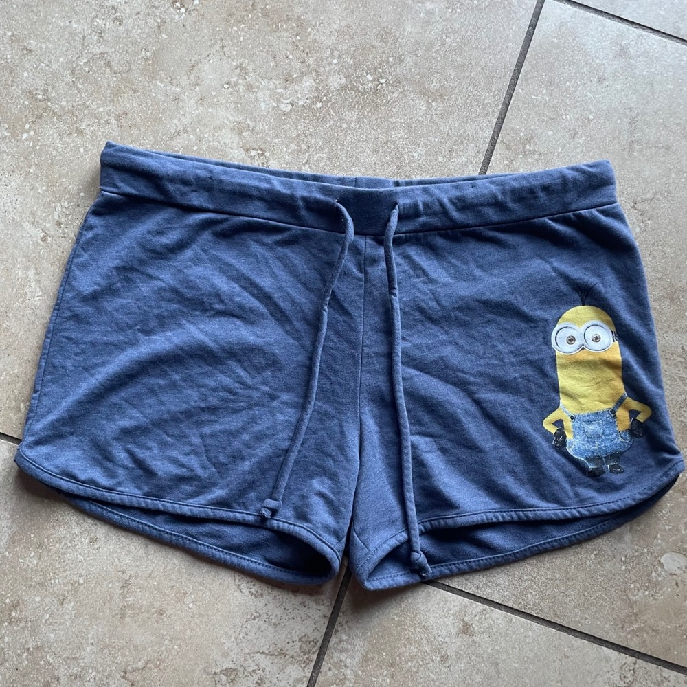 Minions Lounge Shorts Comfy Sleep‎ Pajama Drawstring Waist Blue XL
